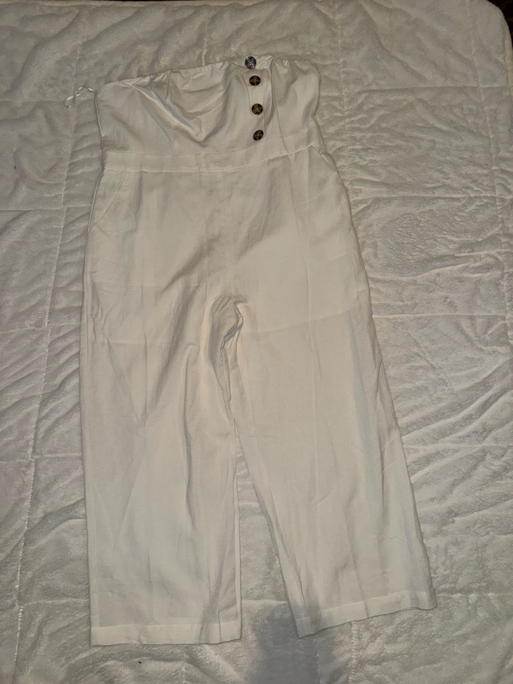 Pink Lily Cream Wide-Leg Jumpsuit